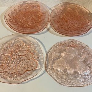 Lot of 6 pink depression glass desert plates